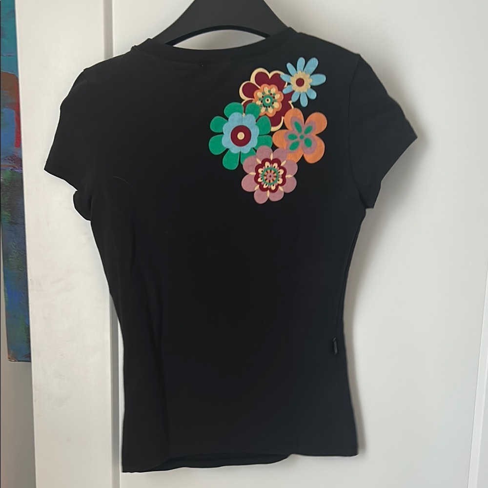 Moschino Black Fitted Embellished Short Sleeve Tee View 6